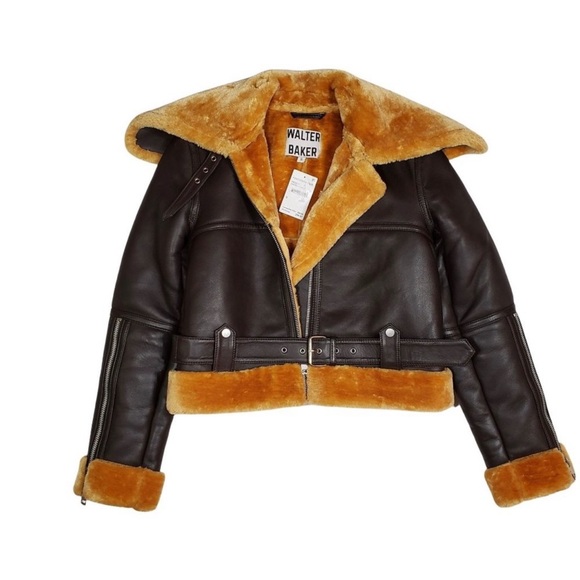 🏁 Walter Baker Mandie Coffee & Honey Genuine Leather Jacket / Coat 🍯🧸🔥 - Picture 3 of 11